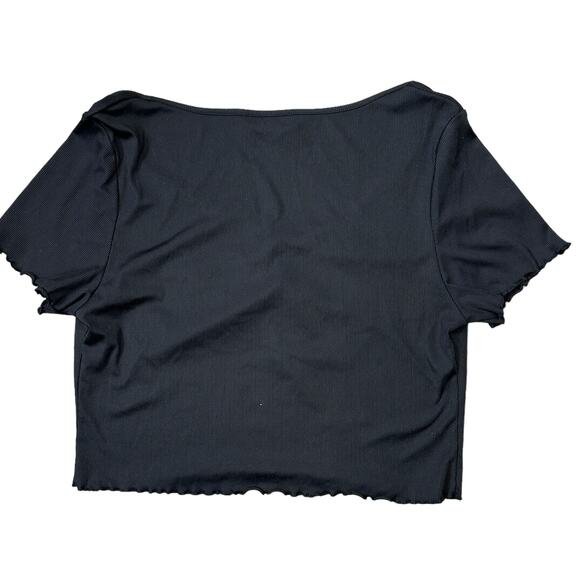 Cider Black Short Ribbed Top With V Neck New Without Tags 2XL - Picture 4 of 4